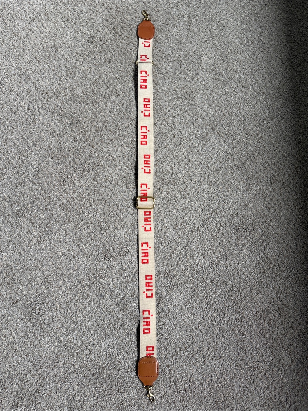 Clare V. Bag Strap with CIAO in poppy